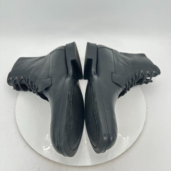 A. Testoni Men Size 10.5 Black Leather Plain Toe Lace Up Ankle Boot - Picture 7 of 13